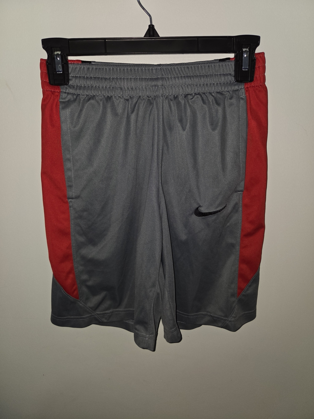 Nike Gray Athletic Shorts with Red Side Panels - Kids